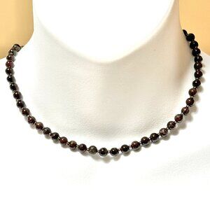 Deep Wine Red Garnet Short Necklace, Genuine Gemstone Adjustable Necklace